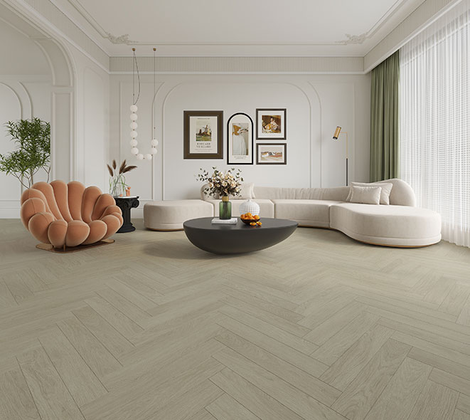 White Oak Herringbone Parquet Laminate Flooring